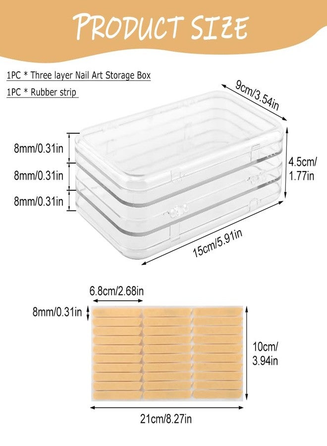 YOSINXU Tri-Fold Portable Press on Nail Storage Box, 4-Page Clear Press on Nails Organizer Box with 30 Pcs Adhesive Double Sided Tape, Clear PET Plastic Travel Holder - Image 2