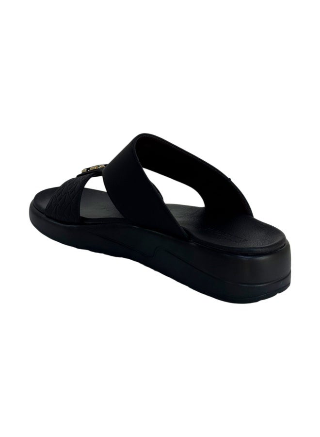 Ferrini Men’s Arabic Slippers – Cross-Strap Slip-On Casual Sandals_Black - Image 5