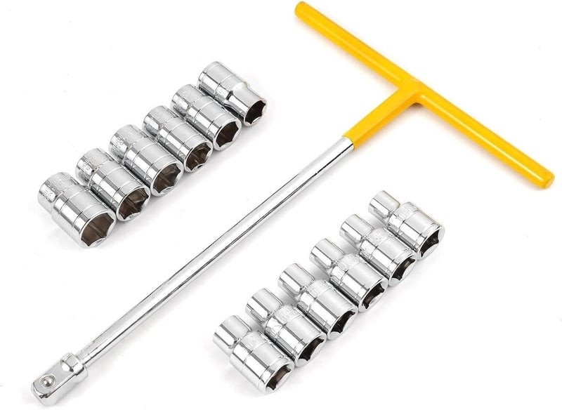 GM Venture 13 PCS Vehicle Car T Shaped Handle Wrench Spanner with 8-19mm 1/2 Socket Tool Set - Image 1