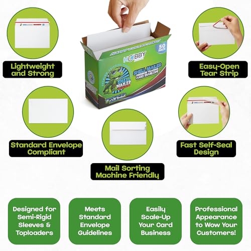 Hobby Armor 50 Pack Shell Mailer Incognito Trading Card Envelopes by Hobby Armor, 7" x 4.35" Trading Card Mailers for Shipping, Perfect Size Shipping Envelope for Mailing Cards in Semi-Rigid Holders & Toploaders - Image 3