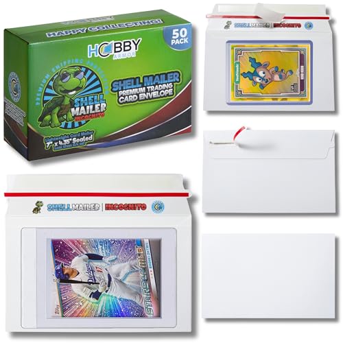 Hobby Armor 50 Pack Shell Mailer Incognito Trading Card Envelopes by Hobby Armor, 7" x 4.35" Trading Card Mailers for Shipping, Perfect Size Shipping Envelope for Mailing Cards in Semi-Rigid Holders & Toploaders - Image 1