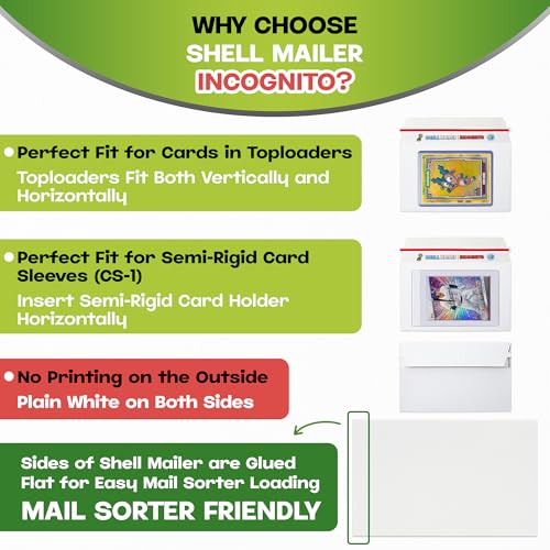 Hobby Armor 50 Pack Shell Mailer Incognito Trading Card Envelopes by Hobby Armor, 7" x 4.35" Trading Card Mailers for Shipping, Perfect Size Shipping Envelope for Mailing Cards in Semi-Rigid Holders & Toploaders - Image 5