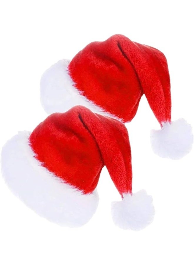 Festive Gallery Christmas Hats Plush Santa Hat Unisex Velvet Red Xmas Claus Hat for Christmas New Year Holiday Party Favors Fit for Adults 2pcs 45cm Height  And 30cm Length - Image 1