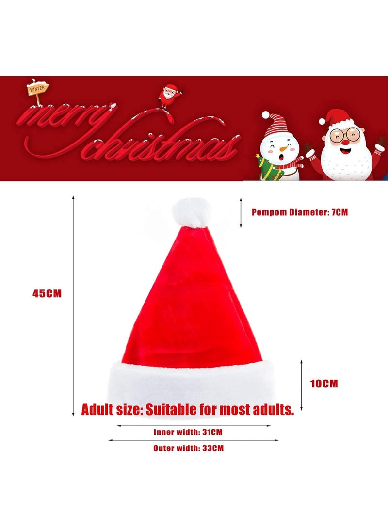 Festive Gallery Christmas Hats Plush Santa Hat Unisex Velvet Red Xmas Claus Hat for Christmas New Year Holiday Party Favors Fit for Adults 2pcs 45cm Height  And 30cm Length - Image 3