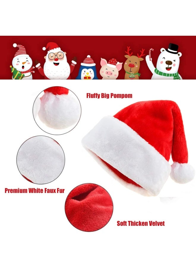 Festive Gallery Christmas Hats Plush Santa Hat Unisex Velvet Red Xmas Claus Hat for Christmas New Year Holiday Party Favors Fit for Adults 2pcs 45cm Height  And 30cm Length - Image 4