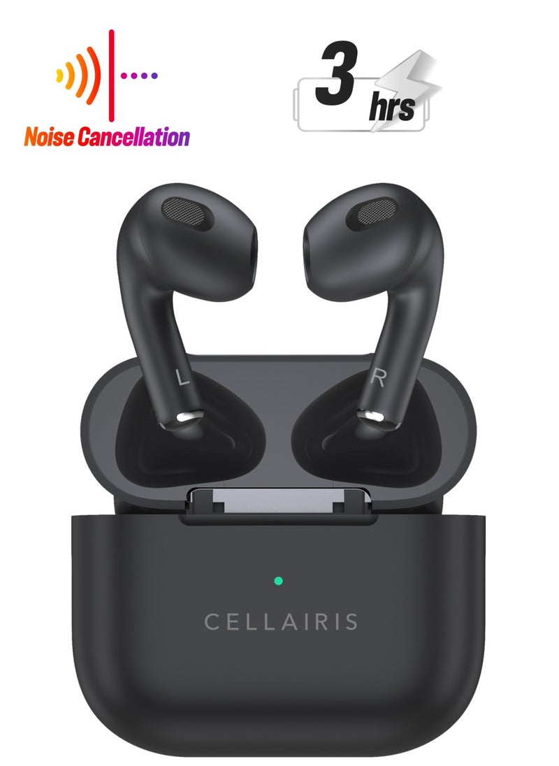 Cellairis - AIR PLUS TWS Wireless Earbuds, In-Ear Bluetooth V5.1 + EDR, Noise Reduction, Water Resistant (iPx4) , Light-Weight Earphones - Black - Image 1
