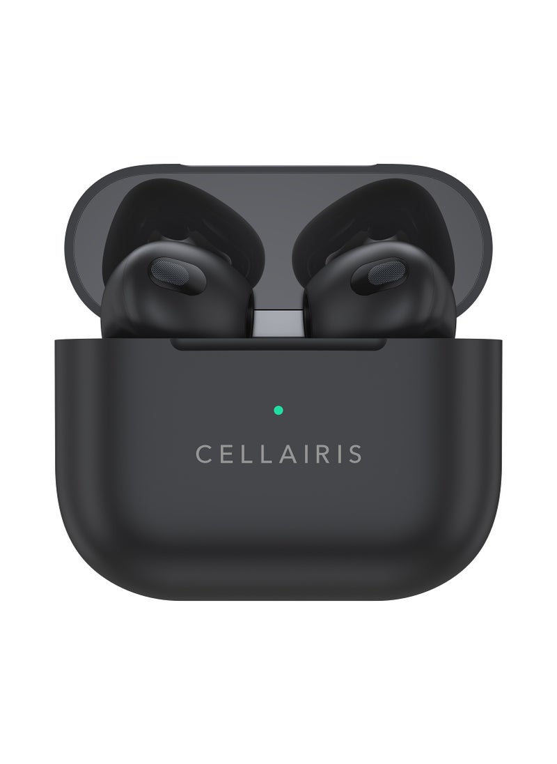 Cellairis - AIR PLUS TWS Wireless Earbuds, In-Ear Bluetooth V5.1 + EDR, Noise Reduction, Water Resistant (iPx4) , Light-Weight Earphones - Black - Image 1