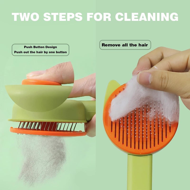 THECLOUDMALL® Cat Grooming Brush, Self Cleaning Slicker Brushes for Dogs Cats Pet Brush Tool Gently Removes Loose Undercoat, Mats Tangled Hair Massage-Self (Multi-color) - Image 2