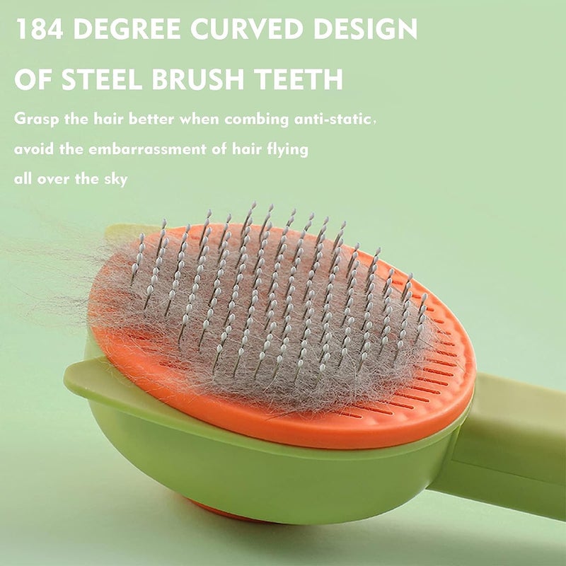 THECLOUDMALL® Cat Grooming Brush, Self Cleaning Slicker Brushes for Dogs Cats Pet Brush Tool Gently Removes Loose Undercoat, Mats Tangled Hair Massage-Self (Multi-color) - Image 3