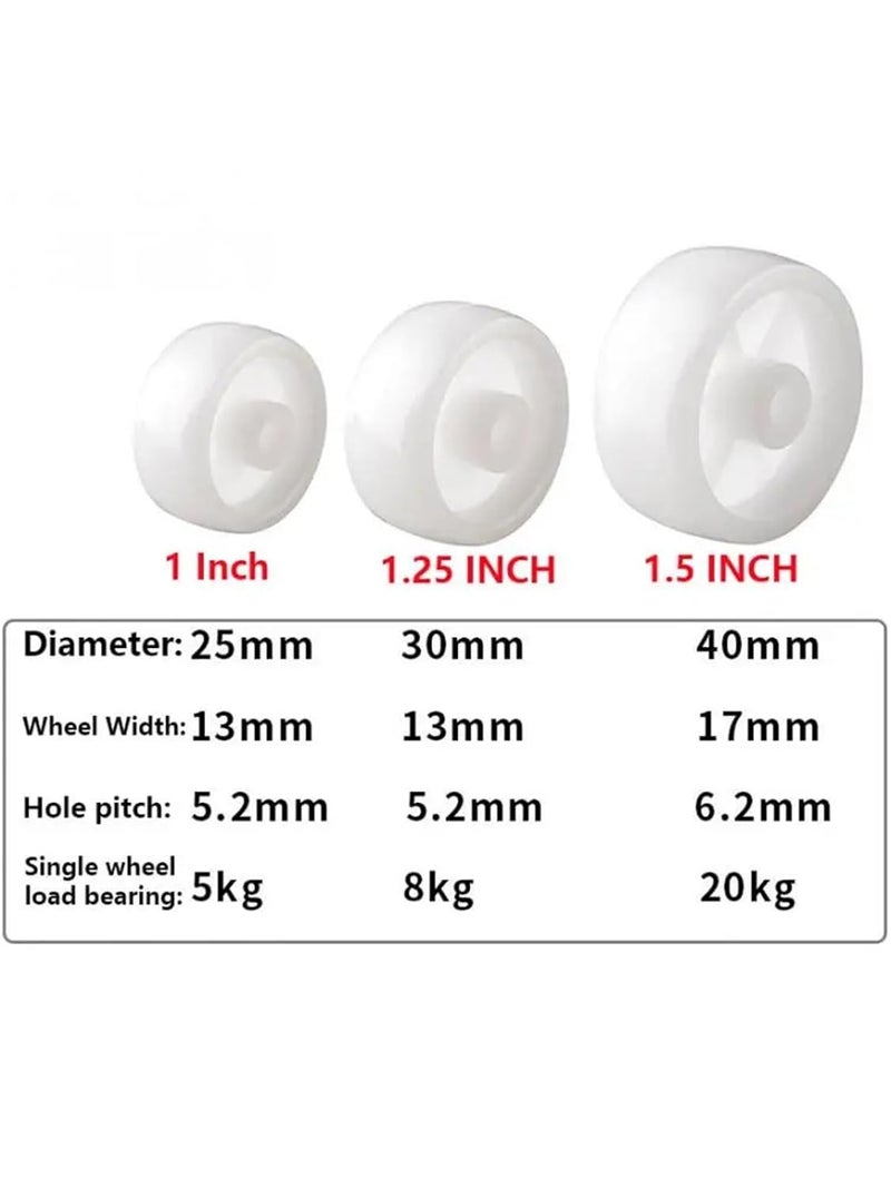 1 بوصة عجلة بكرات سرير قابلة للطي بلاستيك بي بي أبيض ناعم 10 قطع - Image 4