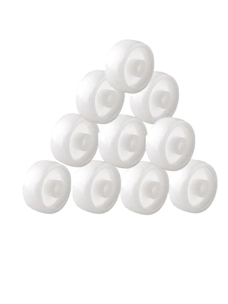 1 بوصة عجلة بكرات سرير قابلة للطي بلاستيك بي بي أبيض ناعم 10 قطع - Image 1