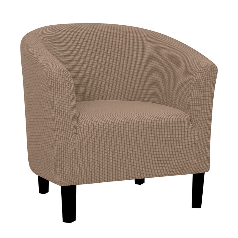 EasyGoing Stretch Club Armchair Slipcover 1 Piece Barrel Tub Sofa Cover Furniture Protector Jacquard Couch Cover Camel