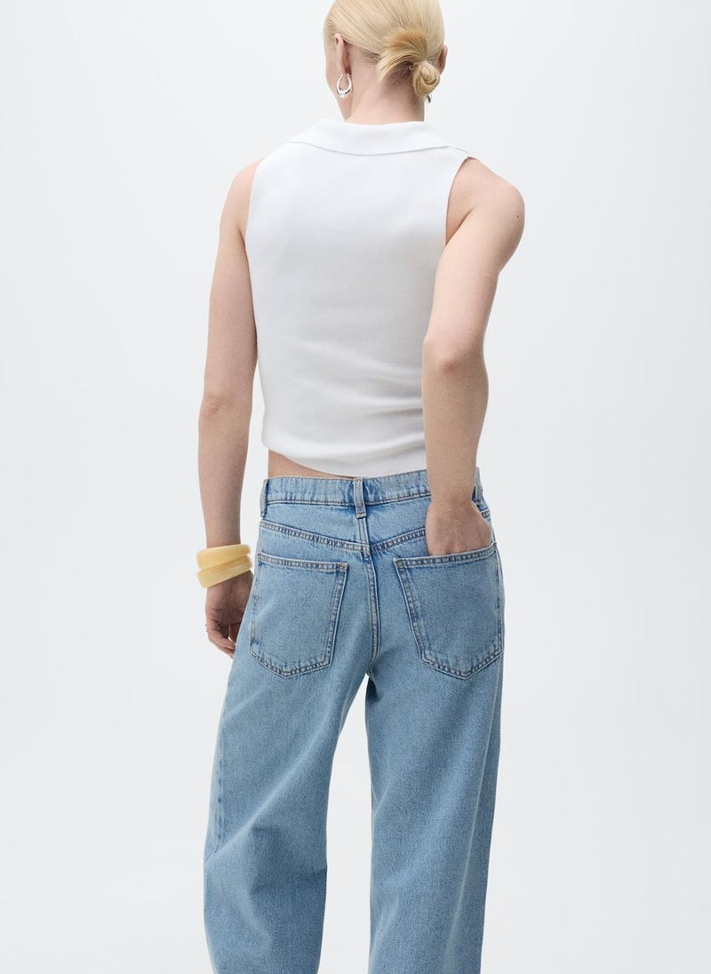 MANGO - Casual Polo-Neck Knitted Top - Image 1