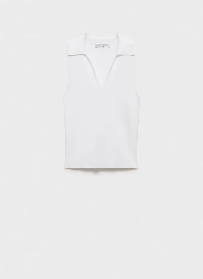 MANGO Casual Polo-Neck Knitted Top