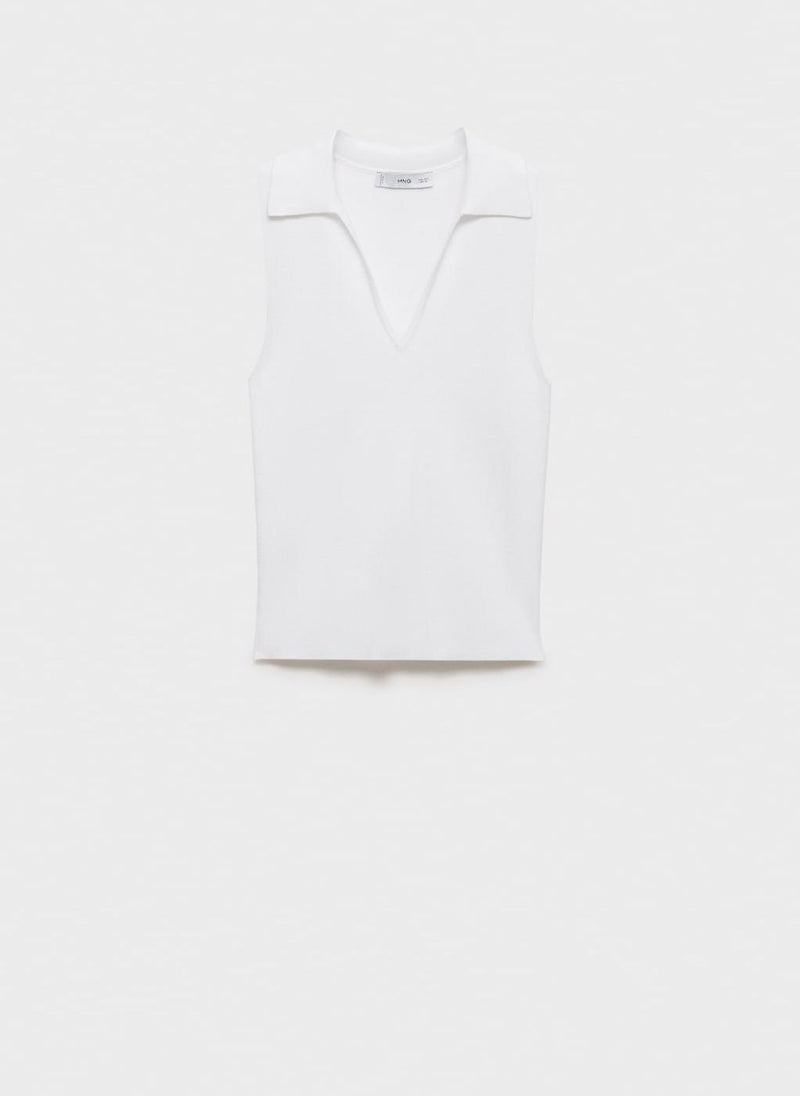 MANGO - Casual Polo-Neck Knitted Top - Image 1