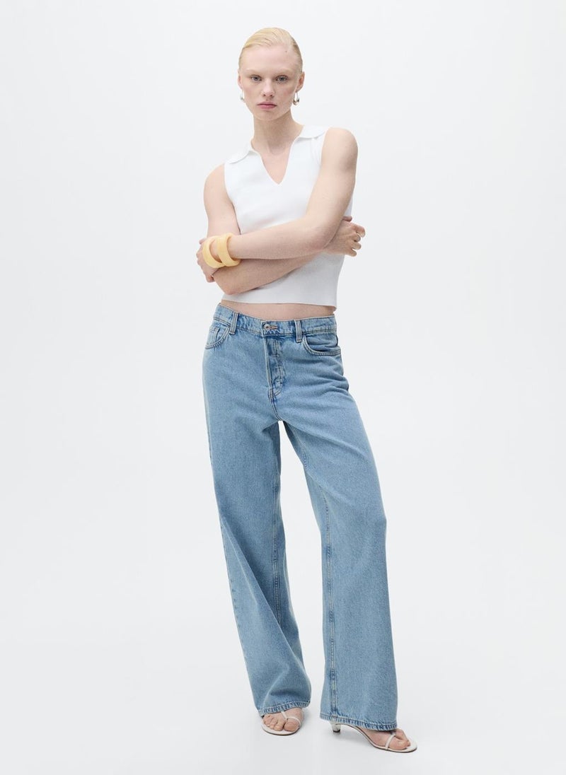 MANGO - Casual Polo-Neck Knitted Top - Image 1