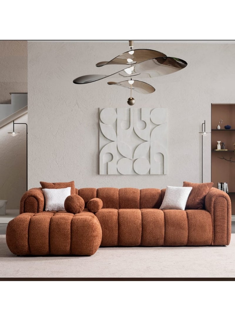 أذر مانيوفاكتشرر كنب زاوية بجلسة مريحة ذات طابع عصري جديد لون برتقالي - Image 2