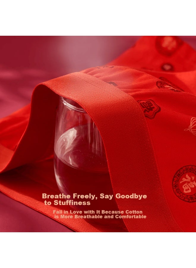 LANG SHA Langsha Hongyun Men's Lucky Year Pure Cotton Boxer Briefs Red Festive Qi Ji Red Shorts 4-pack - Image 5