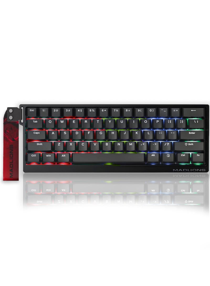 مادليونس لوحة مفاتيح ميكانيكية سلكية 60% MAD60HE بمفاتيح مغناطيسية وراتنج ألوان RGB، تشغيل قابل للتعديل بسرعة 8000 هرتز، وضع تشغيل سريع ومفاتيح تأثير هول، مناسبة لأجهزة الكمبيوتر وماك للاستخدام اليومي والألعاب - Image 1