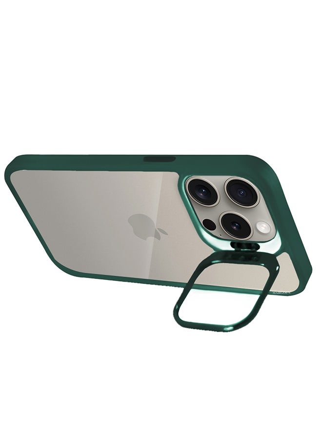 CATANES - 3 Pack iPhone 15 Pro Case Cover and Lens Protector and 2 Screen Protectors Built-in Camera Stand and Compatible with MagSafe Full Body Shockproof Case Clear Green - Image 1