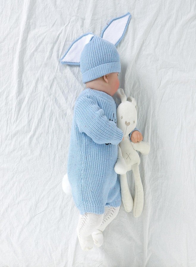 Gureui My First Easter Baby Girl Boy Outfit 9-12 Months Long Sleeve Knit Romper Onesie with Bunny Hat Infant Clothes - Image 3
