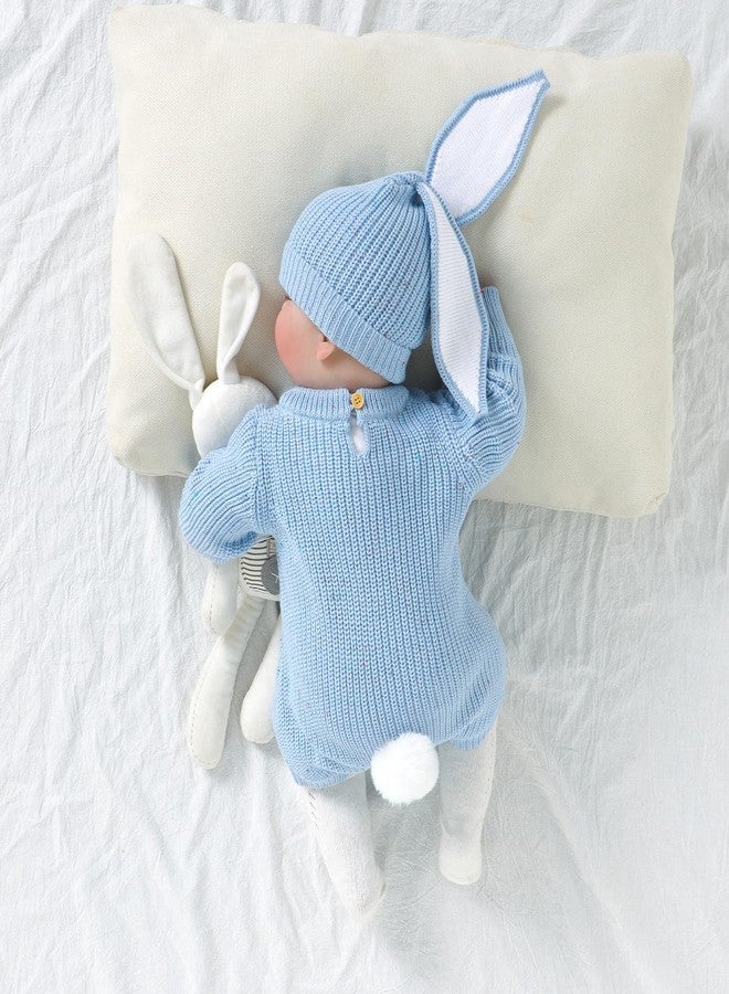 Gureui My First Easter Baby Girl Boy Outfit 9-12 Months Long Sleeve Knit Romper Onesie with Bunny Hat Infant Clothes - Image 4