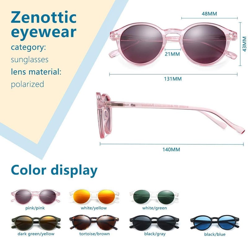 ZENOTTIC Polarized Round Sunglasses, Stylish Small Sunglasses for Men and Women Retro Classic, Multi-Style Selection - Image 4