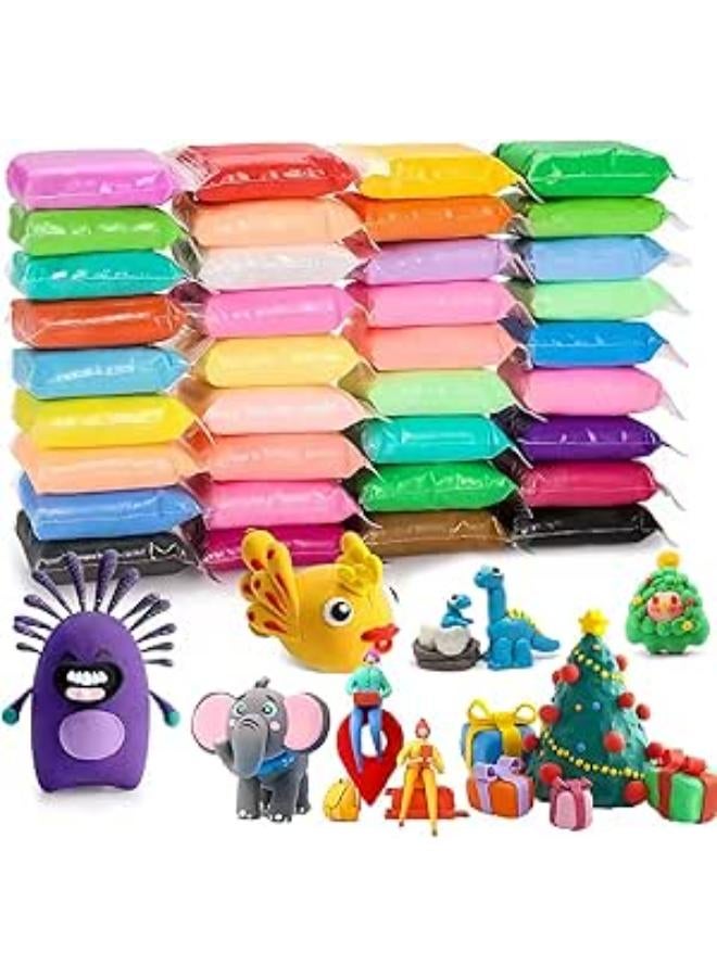 KAYEF 36 Colours Play Clay Polymer Clay, Air-Drying Magic Play Dough, 24 Colours, 3 Tools, Complete Sculpting Set, Multicolor, 0.36kg, Crafting, Art Projects, Sculpting