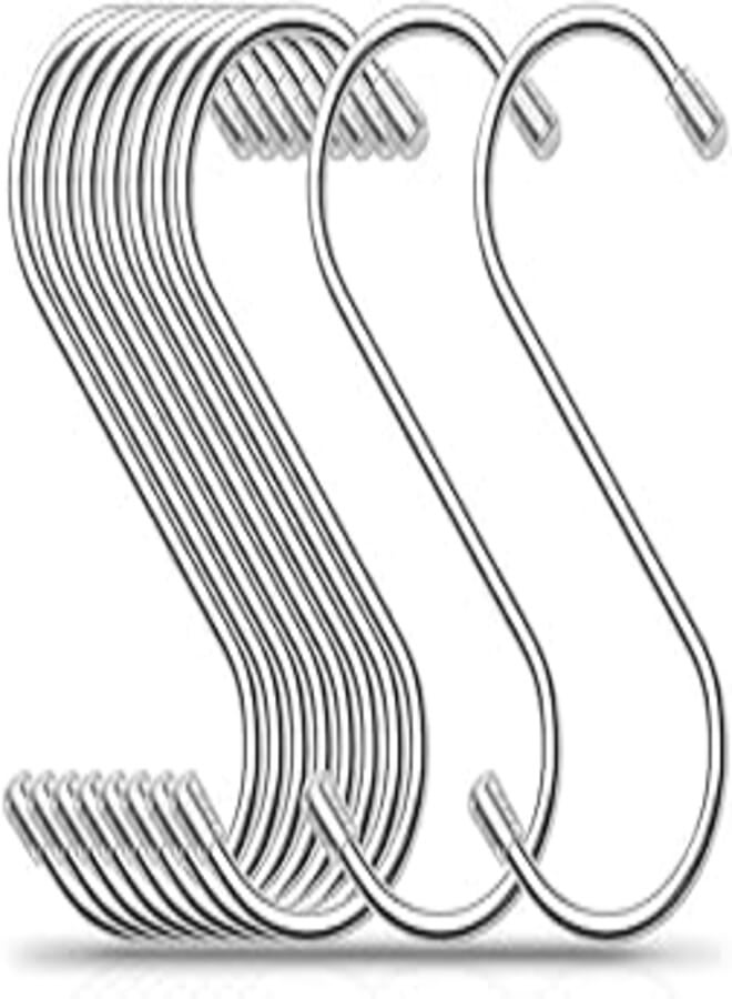 Ldirect 10 Pcs S Shaped Hooks Stainless Steel Metal Hangers Hanging Hooks for Kitchen, Bathroom Hook