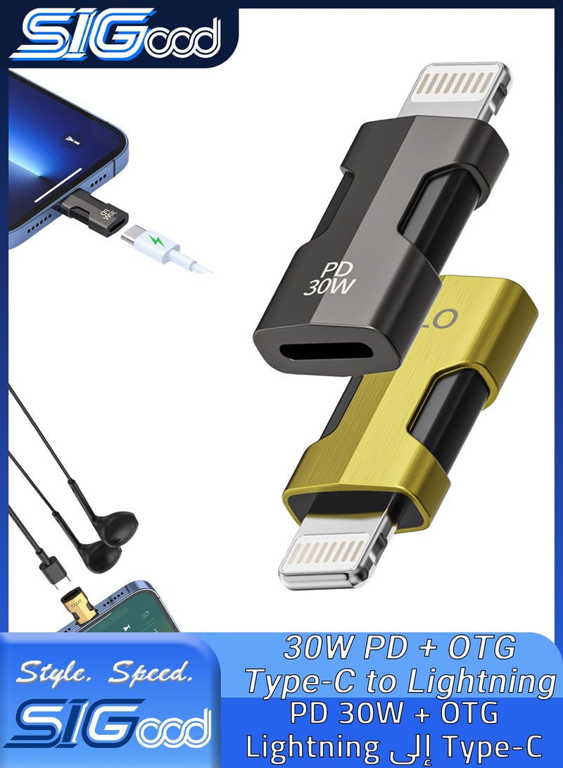 SIGood USB C to Lightning Adapter 2 Pack 30W PD Fast Charging OTG Converter for iPhone iPad Data Audio Transfer Compact Cable - Image 1
