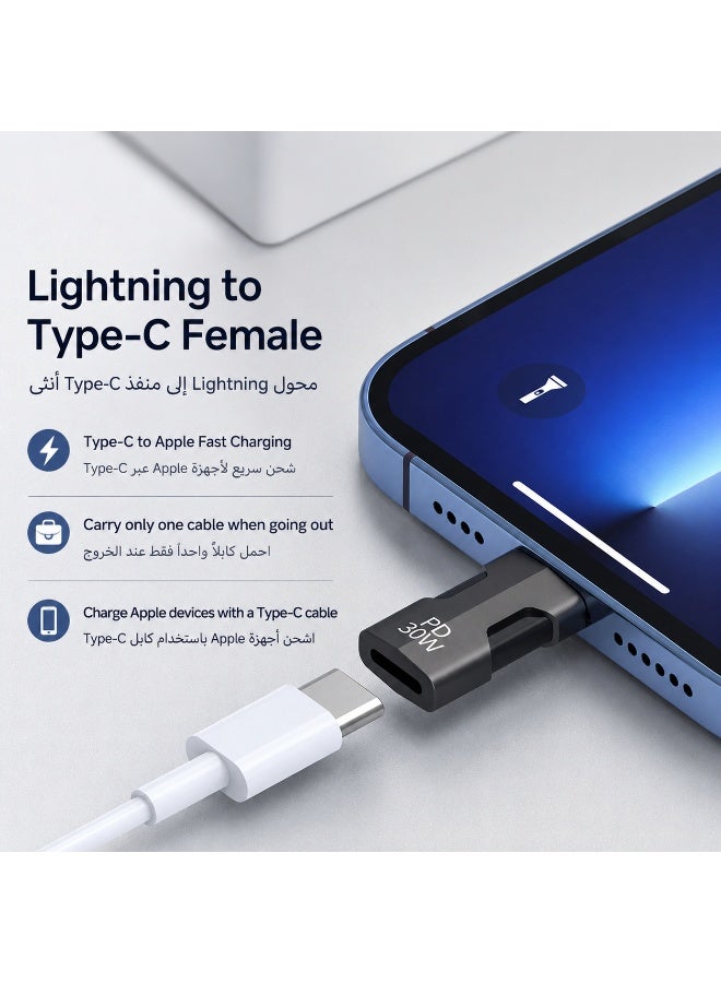 SIGood USB C to Lightning Adapter 2 Pack 30W PD Fast Charging OTG Converter for iPhone iPad Data Audio Transfer Compact Cable - Image 3