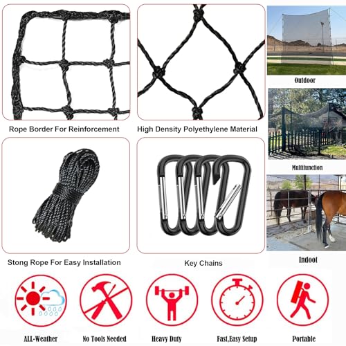 AOLIGEIJS Baseball Softball Backstop Nets,Sports Net,Sports Netting Barrier,Sports Netting for Backyard,Twisted Knotted PE Net - Image 4