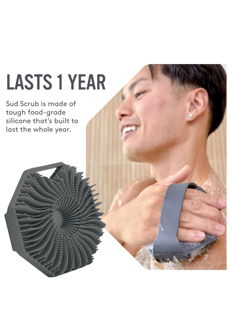 إسكدنيا مقشر الجسم من السيليكون المضاد للميكروبات، مقشر الجسم للبشرة الحساسة، فرشاة حمام صديقة للبيئة، فرشاة حمام الجسم من السيليكون، الفحم - Image 2