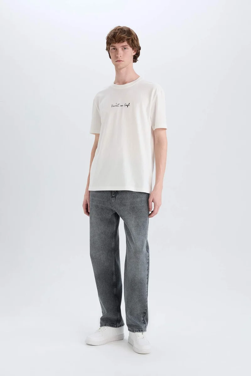 DeFacto Van Gogh Regular Fit Crew Neck Back Printed T-Shirt