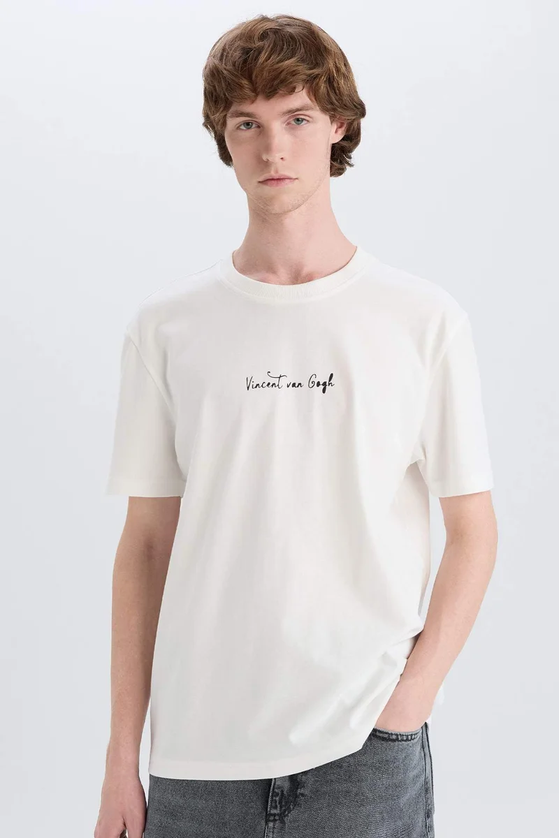 DeFacto Van Gogh Regular Fit Crew Neck Back Printed T-Shirt