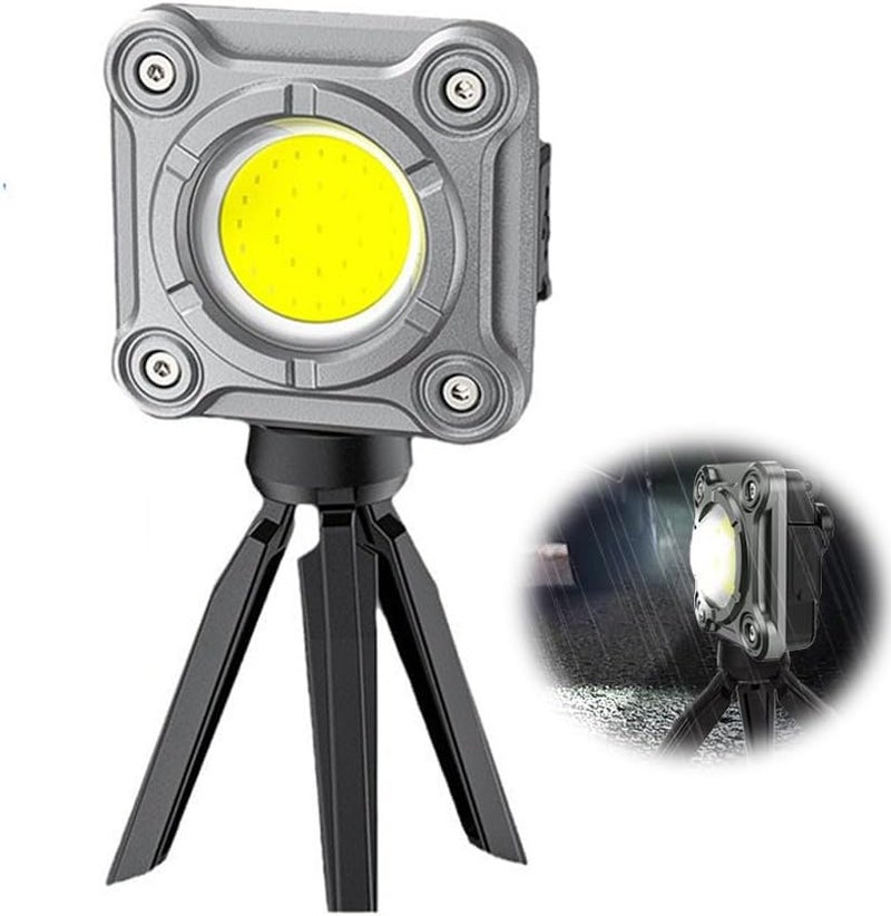 Rechargeable LED Work Light, 2000 Lumens, Magnetic Base, 3 Light Modes, COB Flood Light with Tripod, 180° Rotation, Portable Cordless Light for Car Repair, Fishing - Image 1