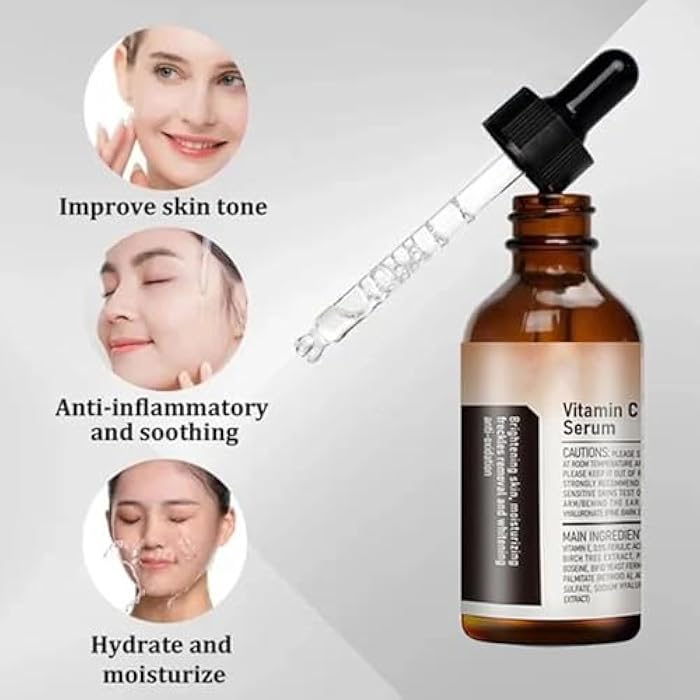 THUIOP Vitamin C Serum For Face, Anti Aging Face Serum with Vitamin C, Hyaluronic Acid, Vitamin E – Brightening Formula – Improve Appearance of Dark Spots, Tone, Fine Lines & Wrinkles (2Pcs) - Image 2
