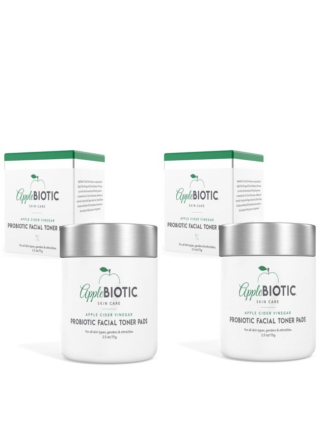 AppleBiotic Apple Cider Vinegar Face Toner Pads - Exfoliating & Hydrating Toner for All Skin Types, Probiotic Extract, Aloe, Green Tea - Pack of 2 - Image 1