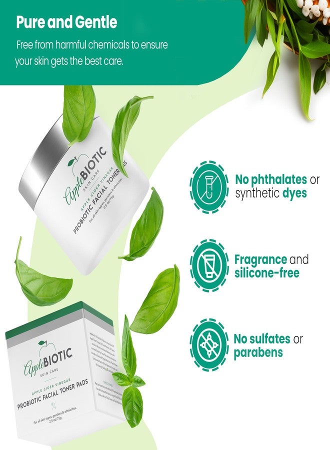 AppleBiotic Apple Cider Vinegar Face Toner Pads - Exfoliating & Hydrating Toner for All Skin Types, Probiotic Extract, Aloe, Green Tea - Pack of 2 - Image 5