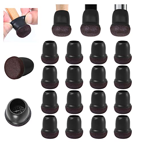 Ezprotekt 24 Pcs Small Black Silicone Chair Leg Floor Protectors for Hardwood Floor Chair Leg Caps Cover Felt Furniture Protectors Pads Bar Stool Leg Protector Round S Fit 35 to 34 1519mm