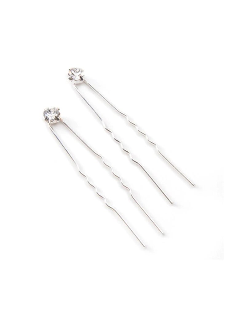 دبابيس شعر كريستال حجر الراين 6 مم × 2.5 بوصة 2 قطعة - Image 1