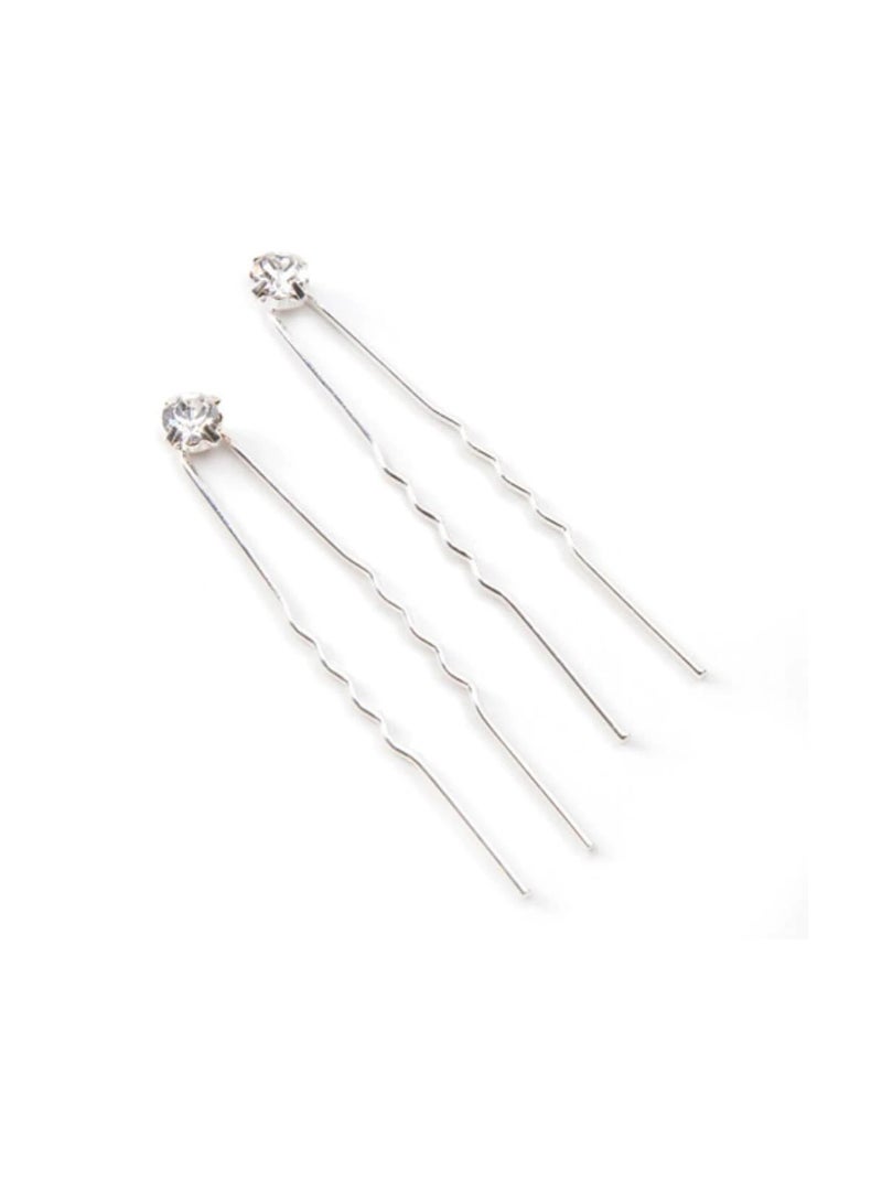 دبابيس شعر كريستال حجر الراين 6 مم × 2.5 بوصة 2 قطعة - Image 2