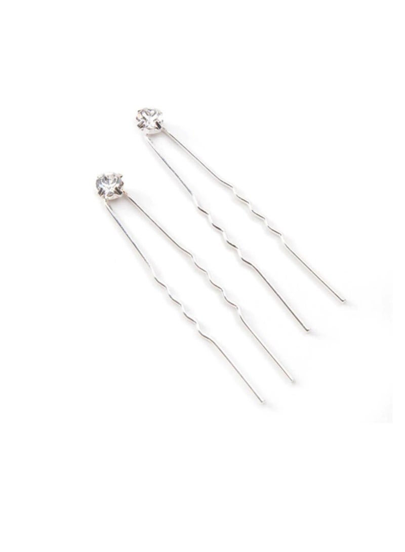 دبابيس شعر كريستال حجر الراين 6 مم × 2.5 بوصة 2 قطعة - Image 3