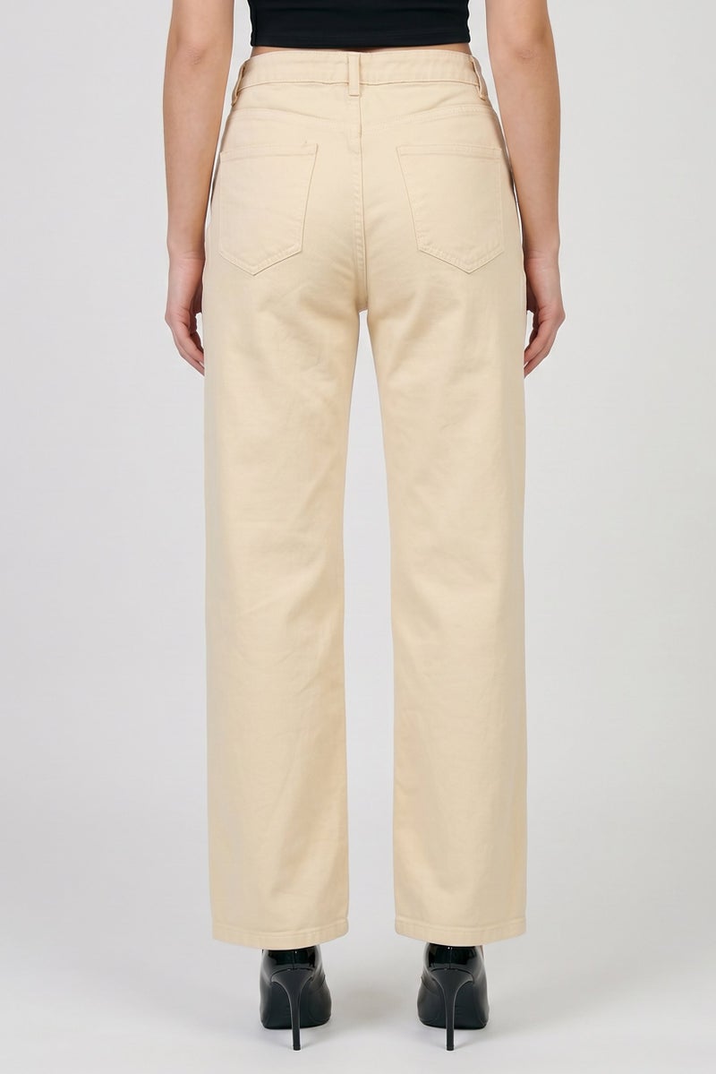 Threadbare Women Wide Leg Solid Denim Jeans, Yellow - Image 4