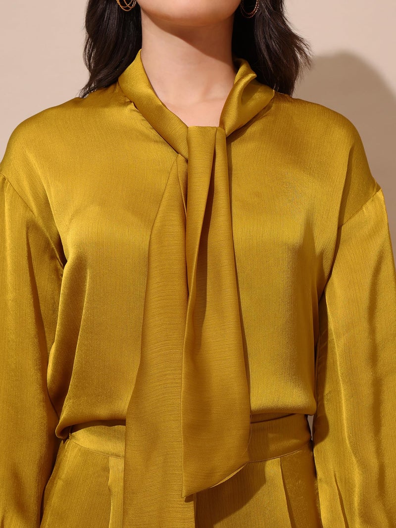 PURVAJA Women’s Midi Satin Yellow Co-Ords(Razy-041-L) - Image 5