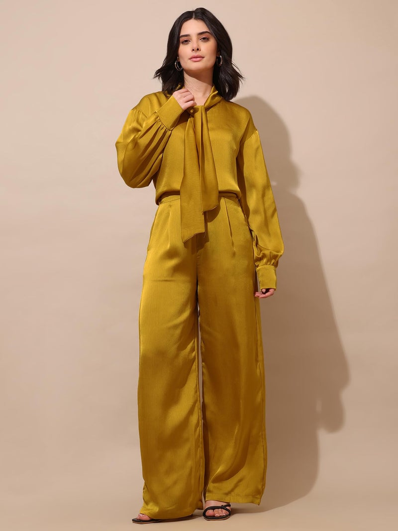 PURVAJA Women’s Midi Satin Yellow Co-Ords(Razy-041-L) - Image 4
