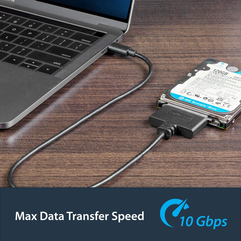 Startech.com StarTech SATA to USB-C Cable, USB 10Gbps to 2.5in SATA I II III Hard Drive Adapter, External Converter for SSD or HDD Data Transfer - Image 4