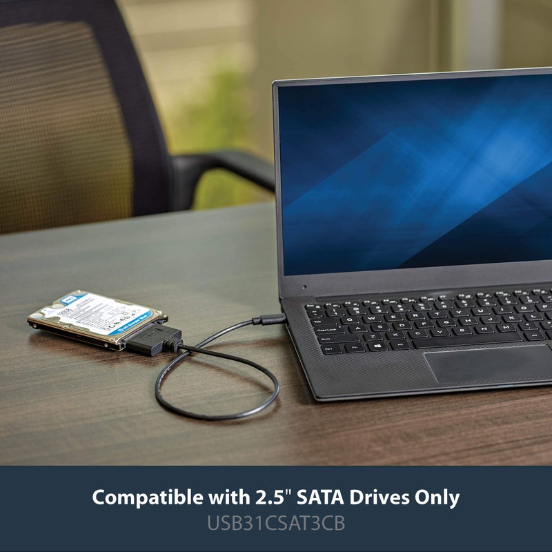 Startech.com StarTech SATA to USB-C Cable, USB 10Gbps to 2.5in SATA I II III Hard Drive Adapter, External Converter for SSD or HDD Data Transfer - Image 2