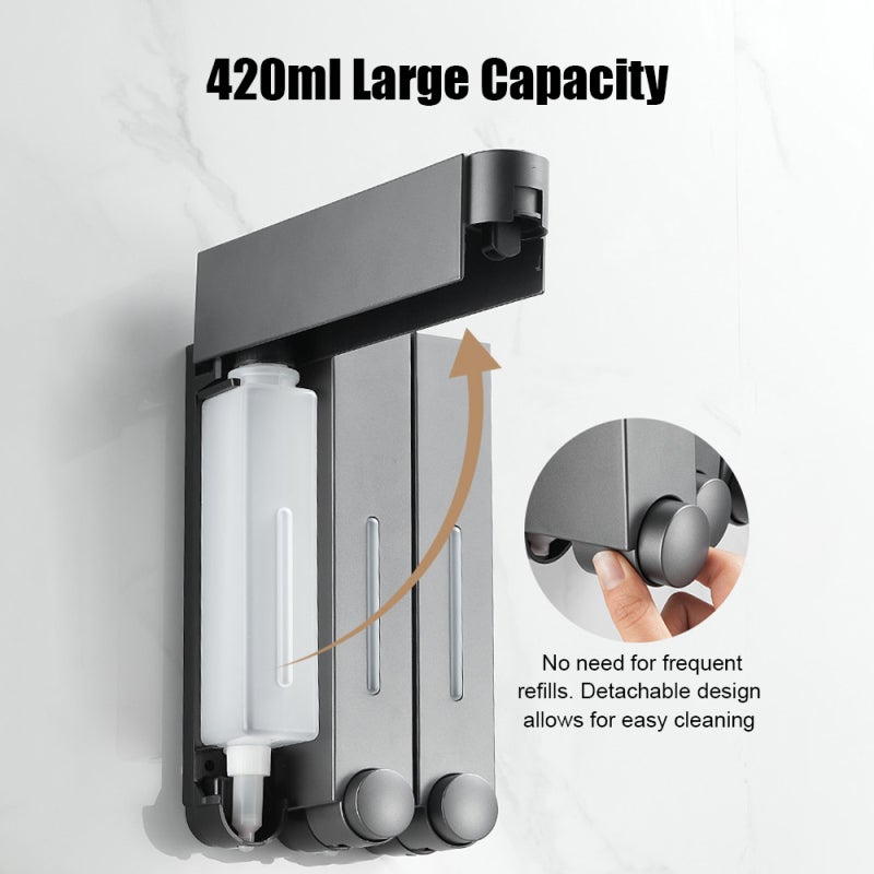 Wall Mounted Soap Dispenser 420ml White 2 Pack Leak-proof - No-Drill Installation Large Capacity for Kitchen Bathroom - Image 5