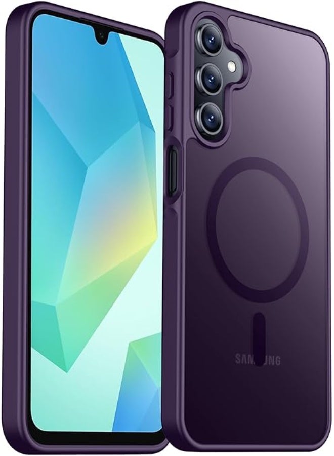 Designed for Magnetic Samsung Galaxy A16 Case,[Compatible with MagSafe] [Military Grade Drop Protection] Slim Translucent Matte Shockproof with Anti-Fingerprint Phone Case (Dark Purple) - Image 1